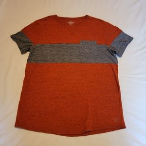 American Eagle Color Block Tee [L] Orange/Gray